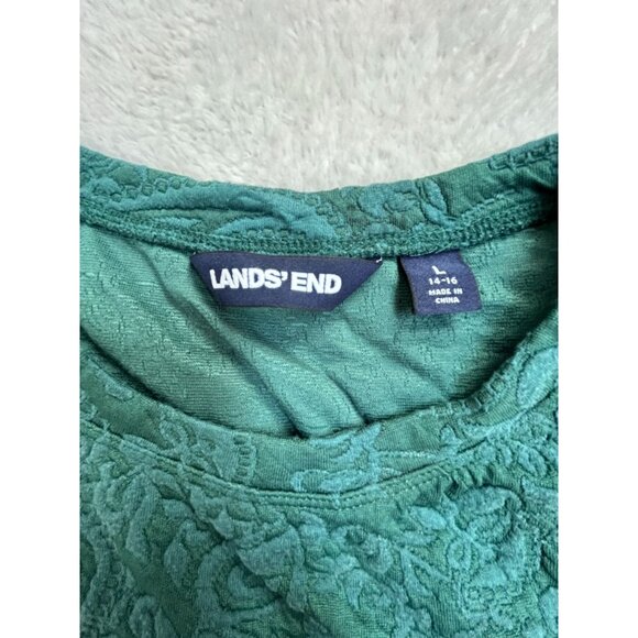 Lands' End Womens Casual Green Paisley Embossed Textured Sweater Top Large 14-16 - Picture 3 of 8